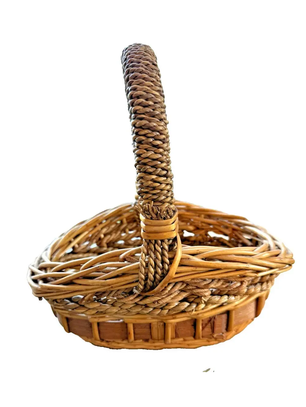 Handmade Small Oval Woven Basket, country, cottagecore, granny core